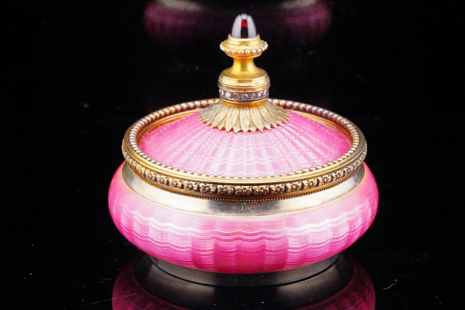 Silver and Enamel Perfume Bottle W/Diamonds and Garnet - 2