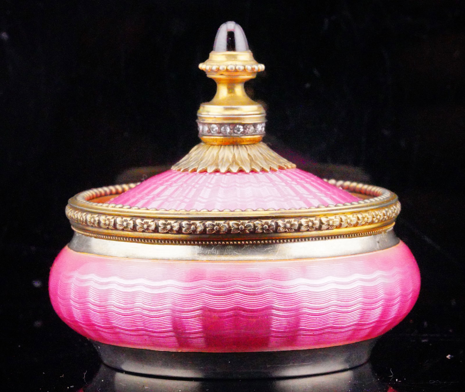 Silver and Enamel Perfume Bottle W/Diamonds and Garnet - 5