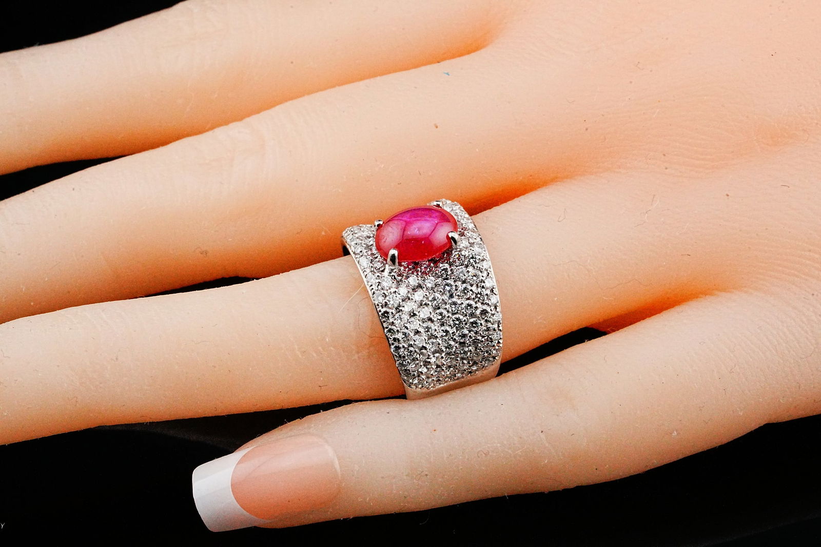 2.85ct Ruby, 2.15ctw Diamond 18K White Gold Ring - 2