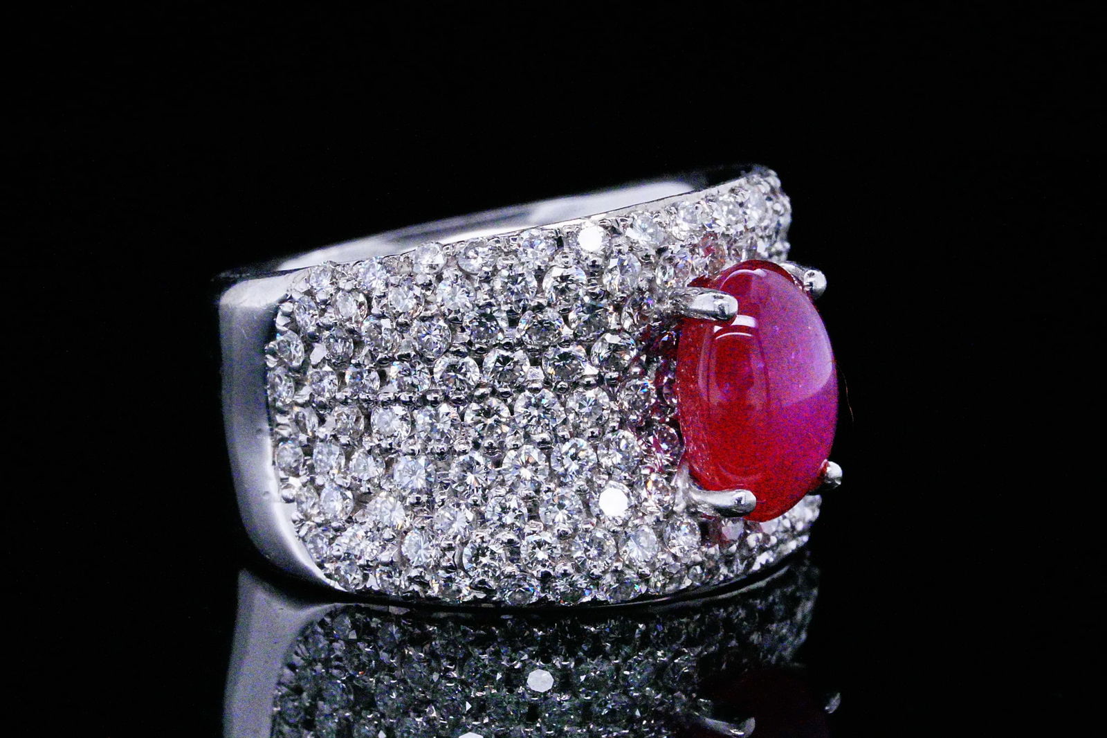 2.85ct Ruby, 2.15ctw Diamond 18K White Gold Ring - 5