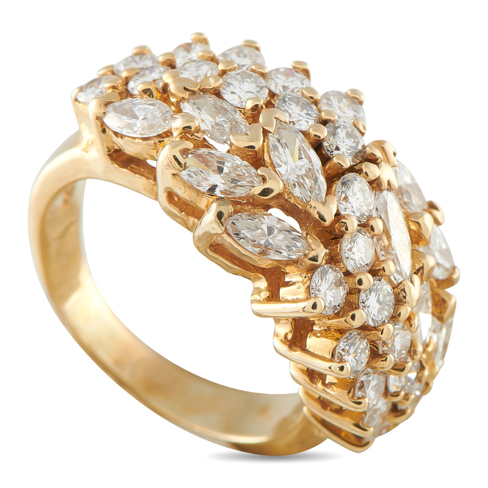2.50ctw Diamond and 14K Yellow Gold Cluster Ring (1 of 4)