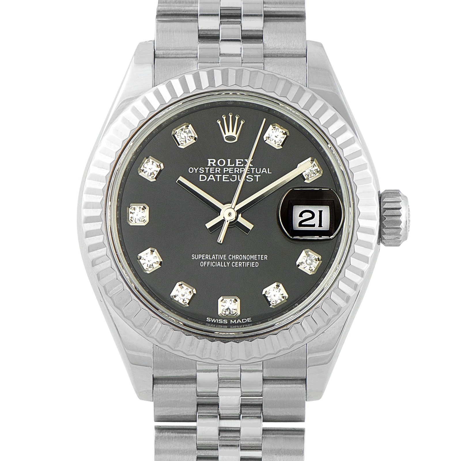 Rolex Lady Datejust 28mm Diamond-Set Gray Dial Watch (1 of 5)