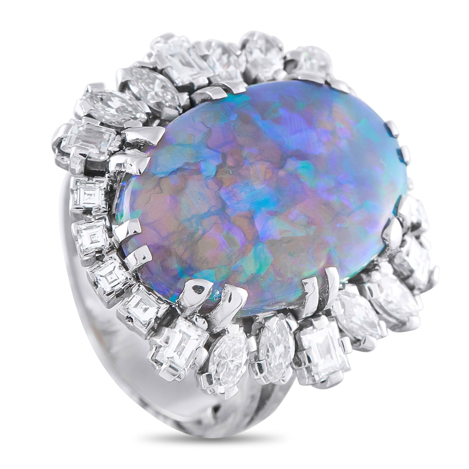 9.50ct Black Opal, 2.00ctw Diamond and Platinum Ring (1 of 3)