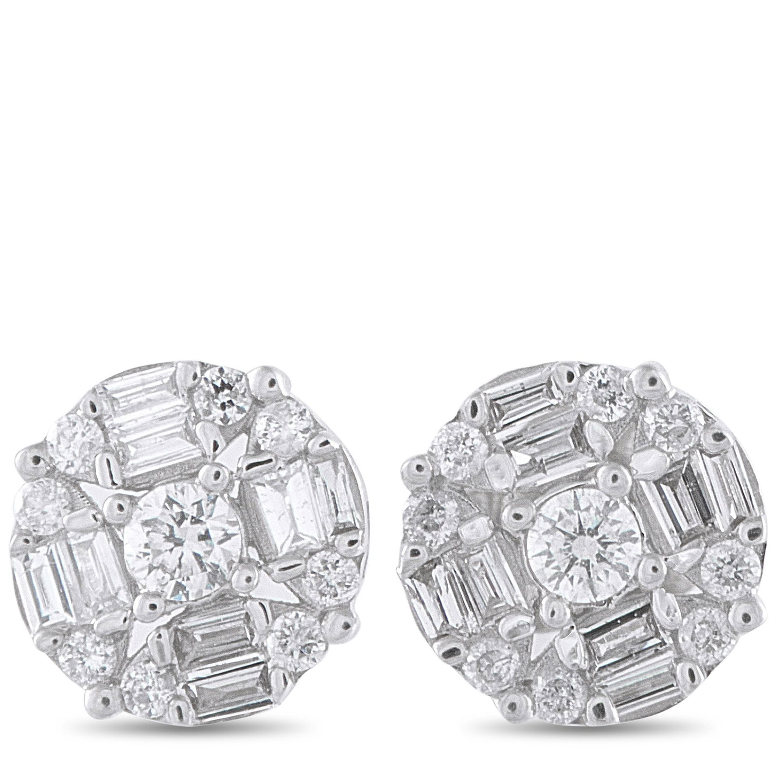 14K White Gold and 0.50ctw Diamond Cluster Earrings: 14K White Gold and 0.50ctw Diamond Cluster Stud Earrings - These stud earrings offer a classic and elegant look with bright, eye-catching sparkle. Crafted in 14k white gold, each earring features a cl