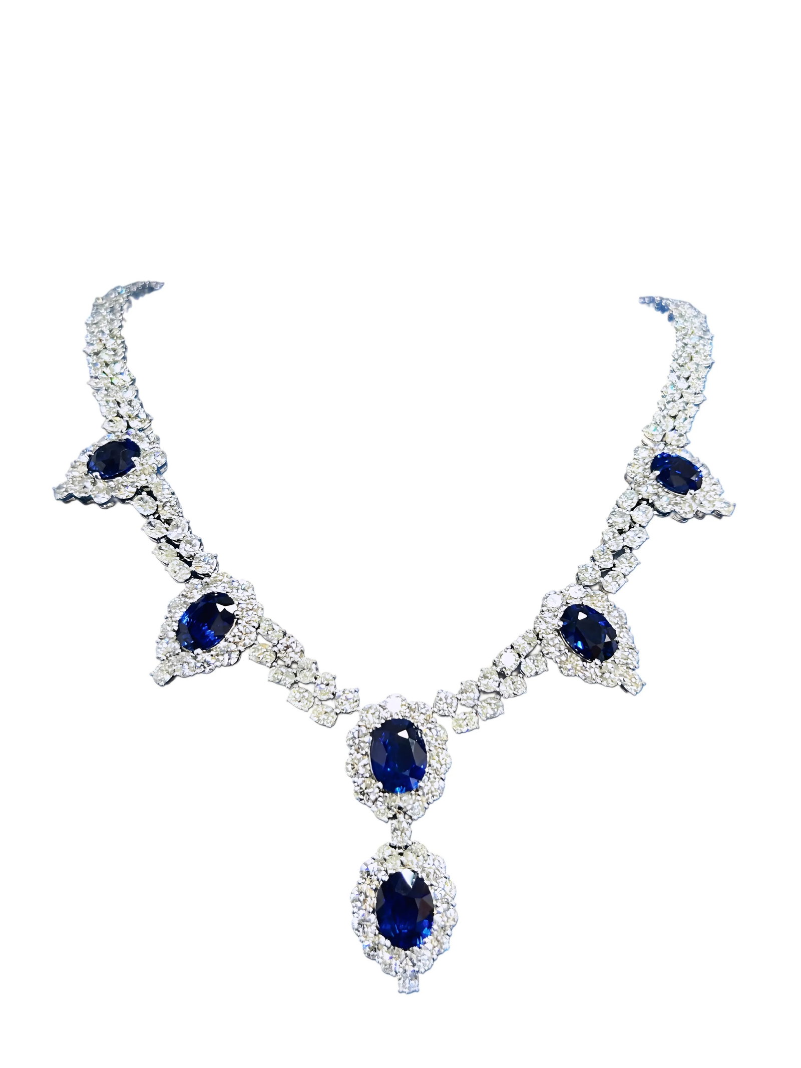 38.75ctw Diamond, 20.54ctw GIA Sapphire, 18K Necklace (1 of 6)