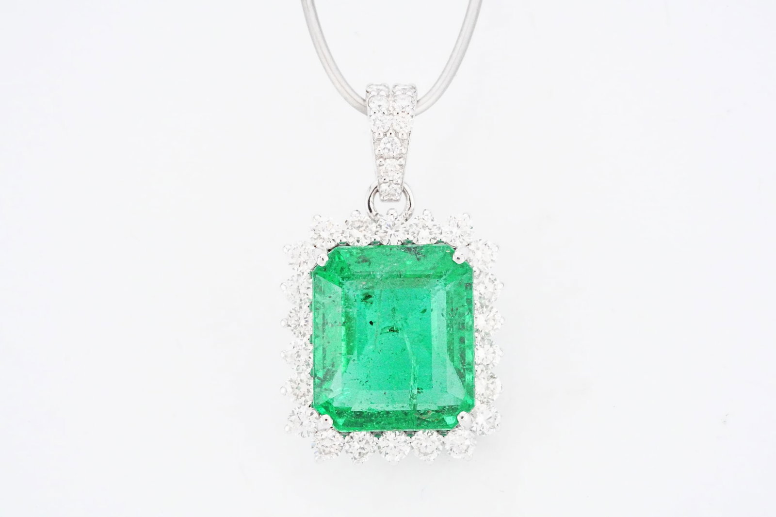 4.90ct Emerald, 0.75ctw Diamond and 18K 0.80" Pendant (1 of 4)