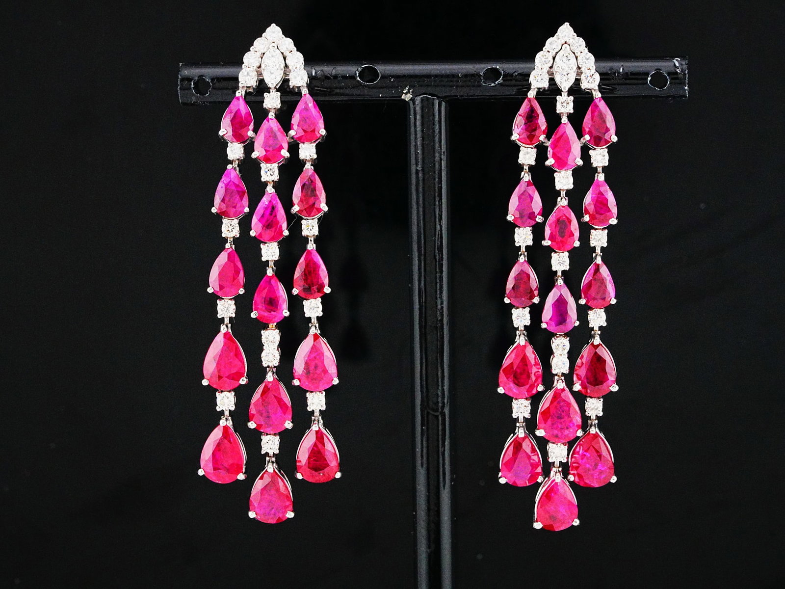 18.00ctw Ruby, 1.70ctw Diamond and 18K Earrings (1 of 6)