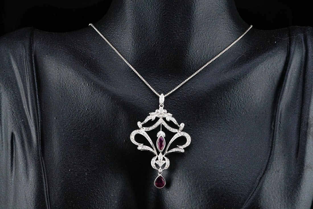 1.00ctw Diamond, 0.90ctw Ruby and 18K Necklace (1 of 3)
