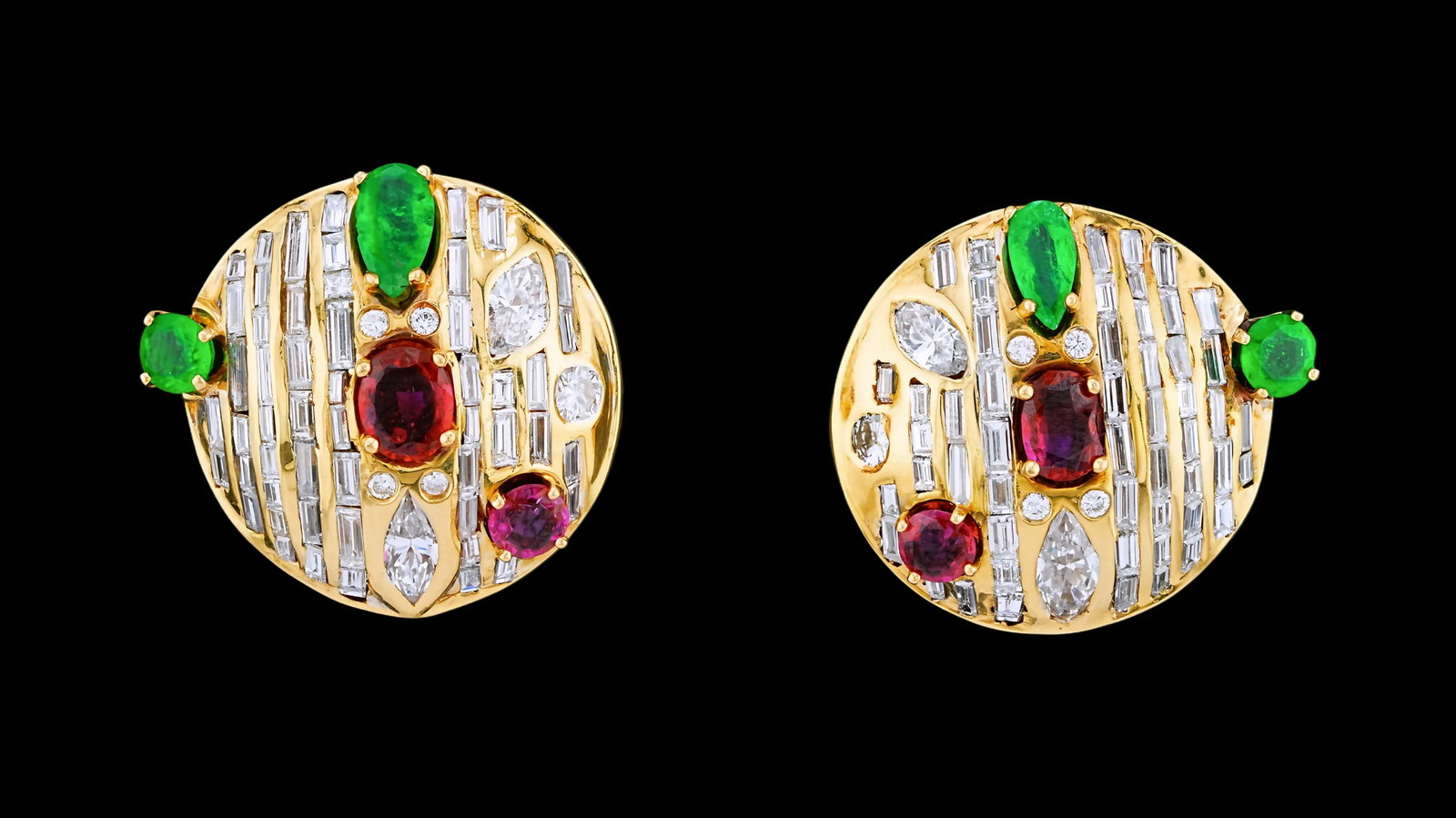8.50ctw Diamond, 1.85ctw Ruby, 1.25ctw Emerald Earrings (1 of 4)