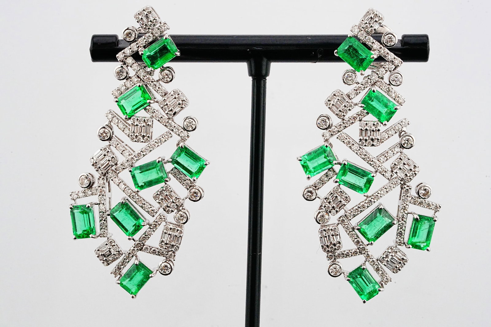 8.20ctw Emerald, 3.00ctw Diamond and 18K Earrings (1 of 7)