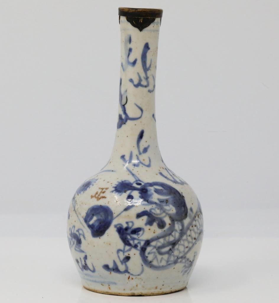 Vietnamese Blue and White Porcelain Dragon Vase (1 of 5)