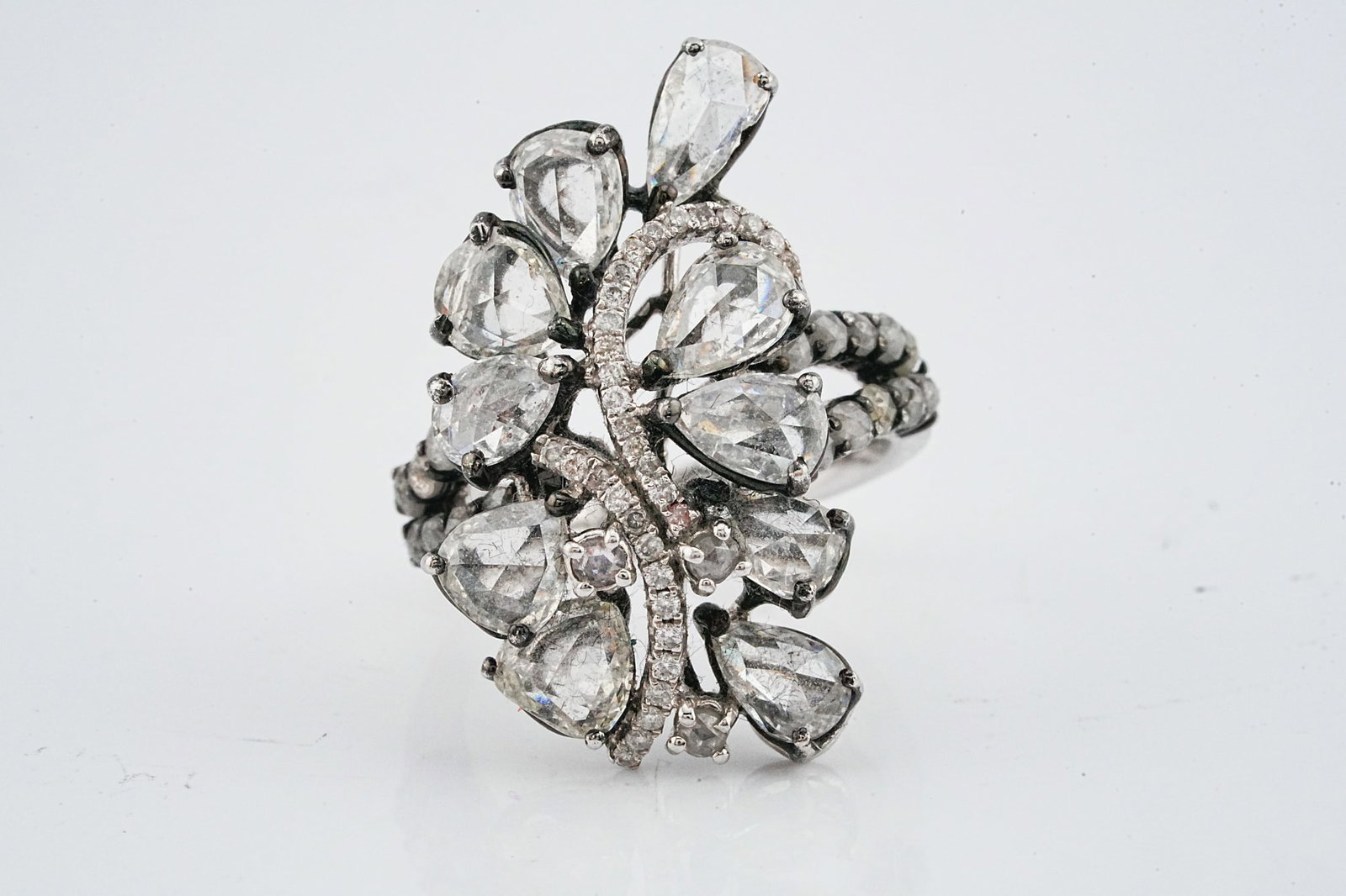 3.70ctw Diamond and 18K White Gold Cluster Ring (1 of 6)