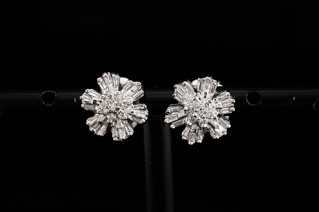 14K White Gold and 0.80ctw Diamond 0.50" Earrings (1 of 4)