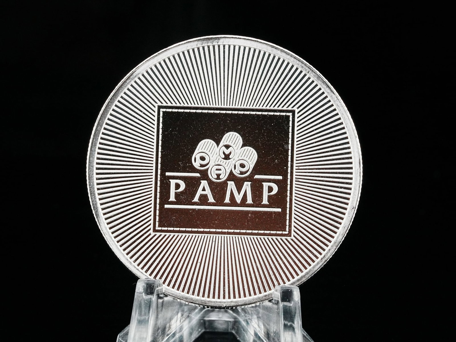 PAMP USA 1 Troy Ounce .999 Fine Silver Bullion Round: PAMP USA 1 Troy Ounce .999 Fine Silver Bullion Round - Enhance your silver holdings with this exceptional 1 oz .999 fine silver round from PAMP, a globally respected name in precious metals. Combining