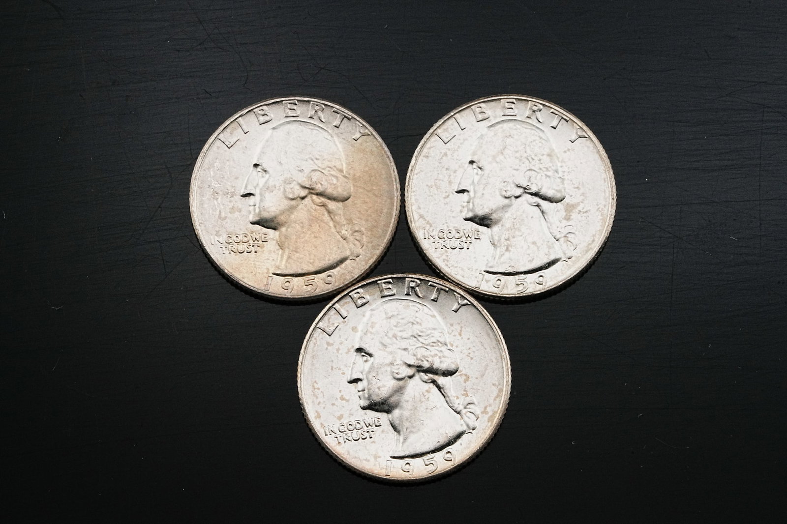(3) 1959-D 90% Silver Washington Quarters BU/GEM (1 of 2)