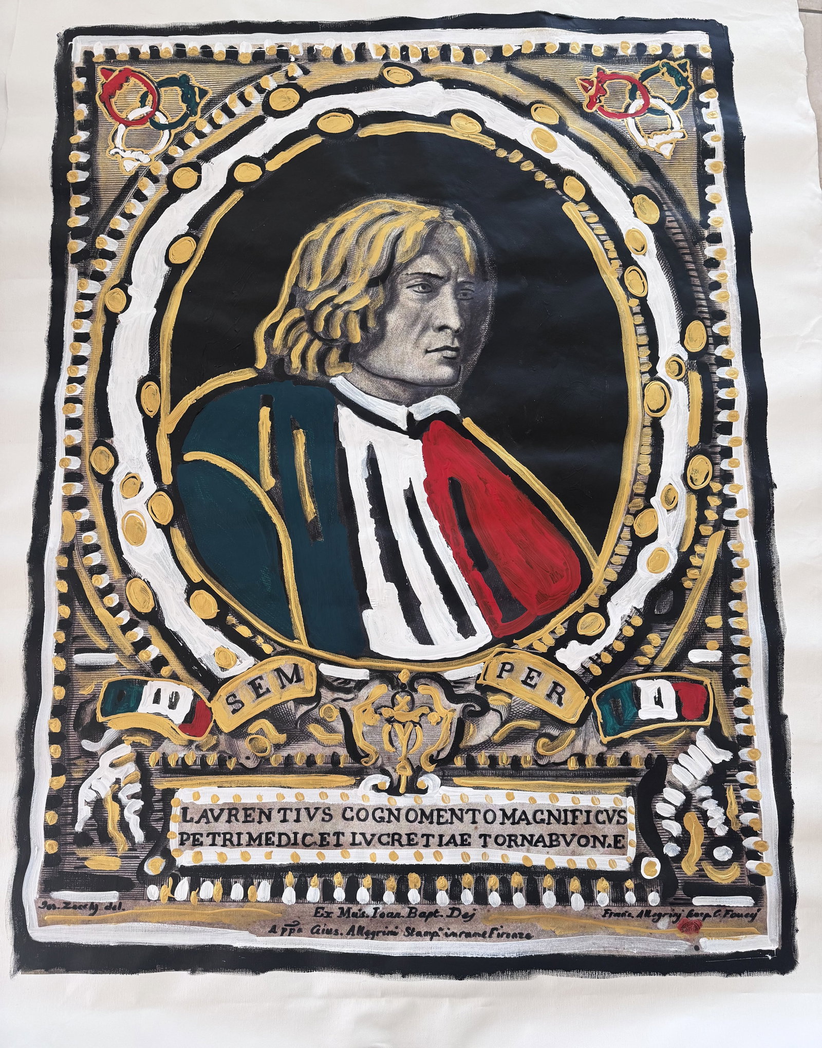 Lorenzo de' Medici "Renaissance Pop" Portrait, 2026: Lorenzo de' Medici "Renaissance Pop" Portrait of Lorenzo de' Medici the Magnificent, 2026 - This striking contemporary portrait was created in 2026 by the renowned international artist Lorenzo de' Med