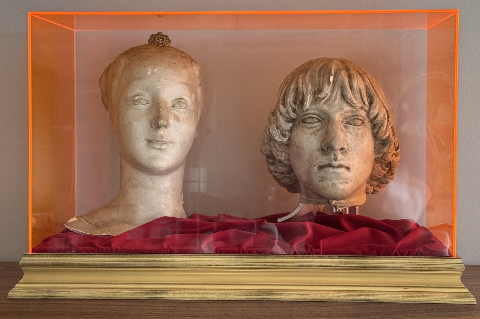 Lorenzo de' Medici the Magnificent, Clarice Orsini Busts: "Eternal Bond" Original Sculpted Heads of Lorenzo de' Medici the Magnificent and Clarice Orsini in Plexiglass Display, Created by Lorenzo de' Medici - A deeply symbolic and conceptually refined sculpt