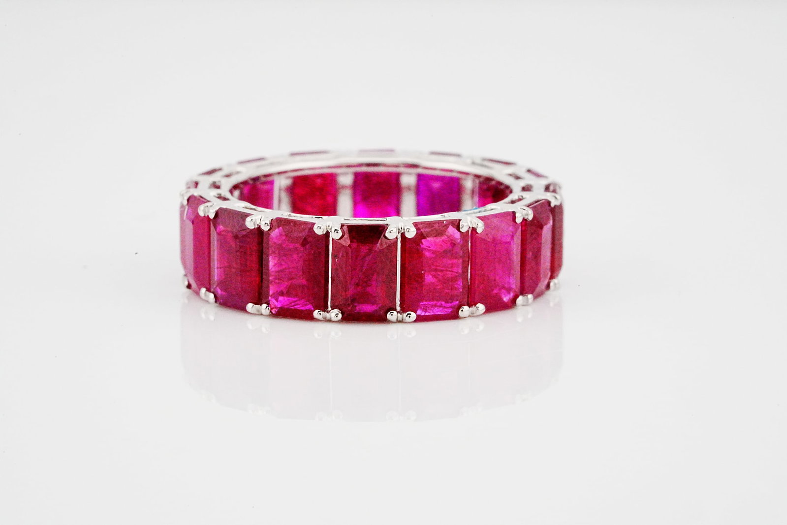 9.50ctw Ruby and 18K White Gold 6mm Wide Eternity Band (1 of 5)
