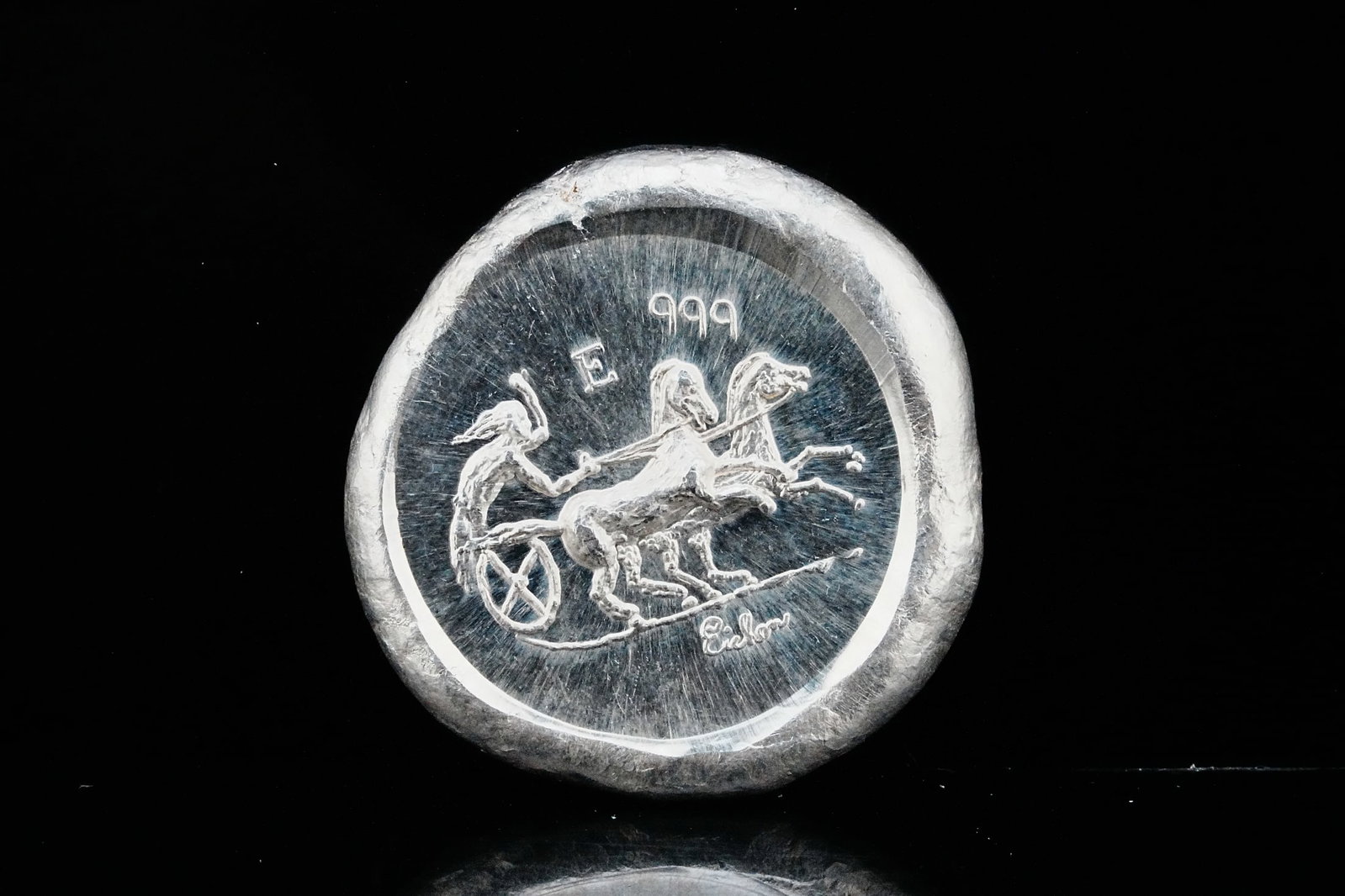 USVI Ingot Co. 1 Troy Ounce .999 Silver Poured Art Bar: USVI Ingot Co. 1 Troy Ounce .999 Fine Silver Vintage Poured Art Bar - This vintage silver art bar was produced by the USVI Ingot Co., the California-based bullion company founded by Howard Eichen, who