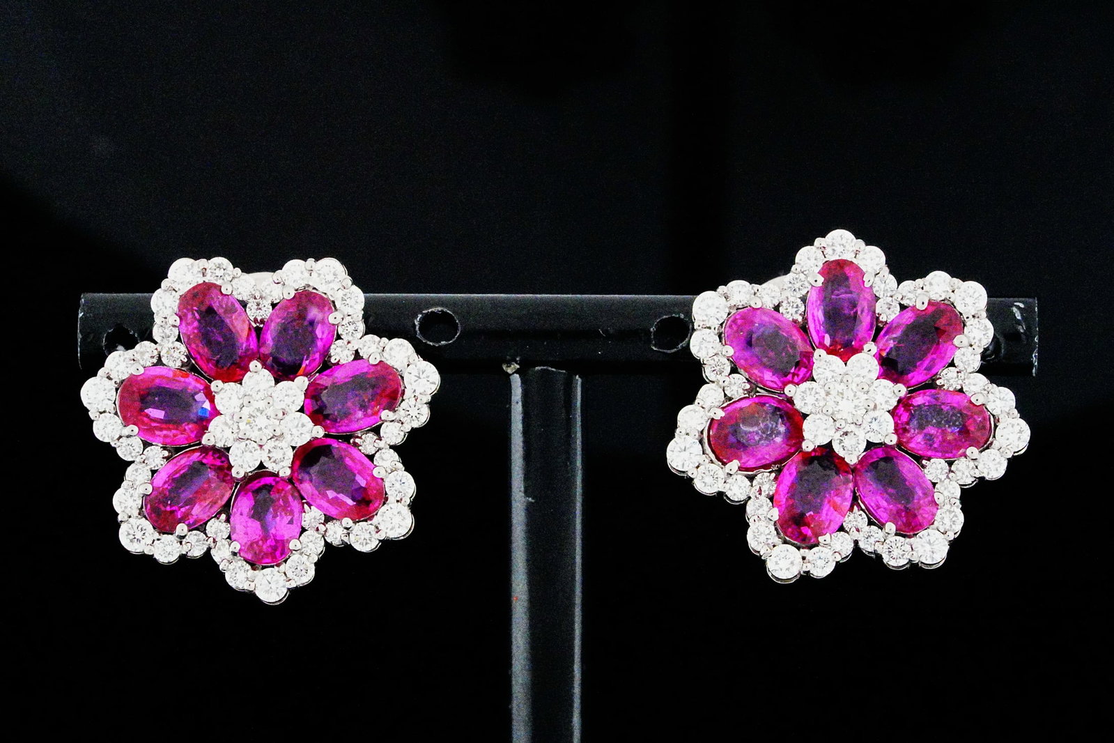 9.50ctw Ruby, 2.40ctw Diamond and 18K 1" Earrings (1 of 6)