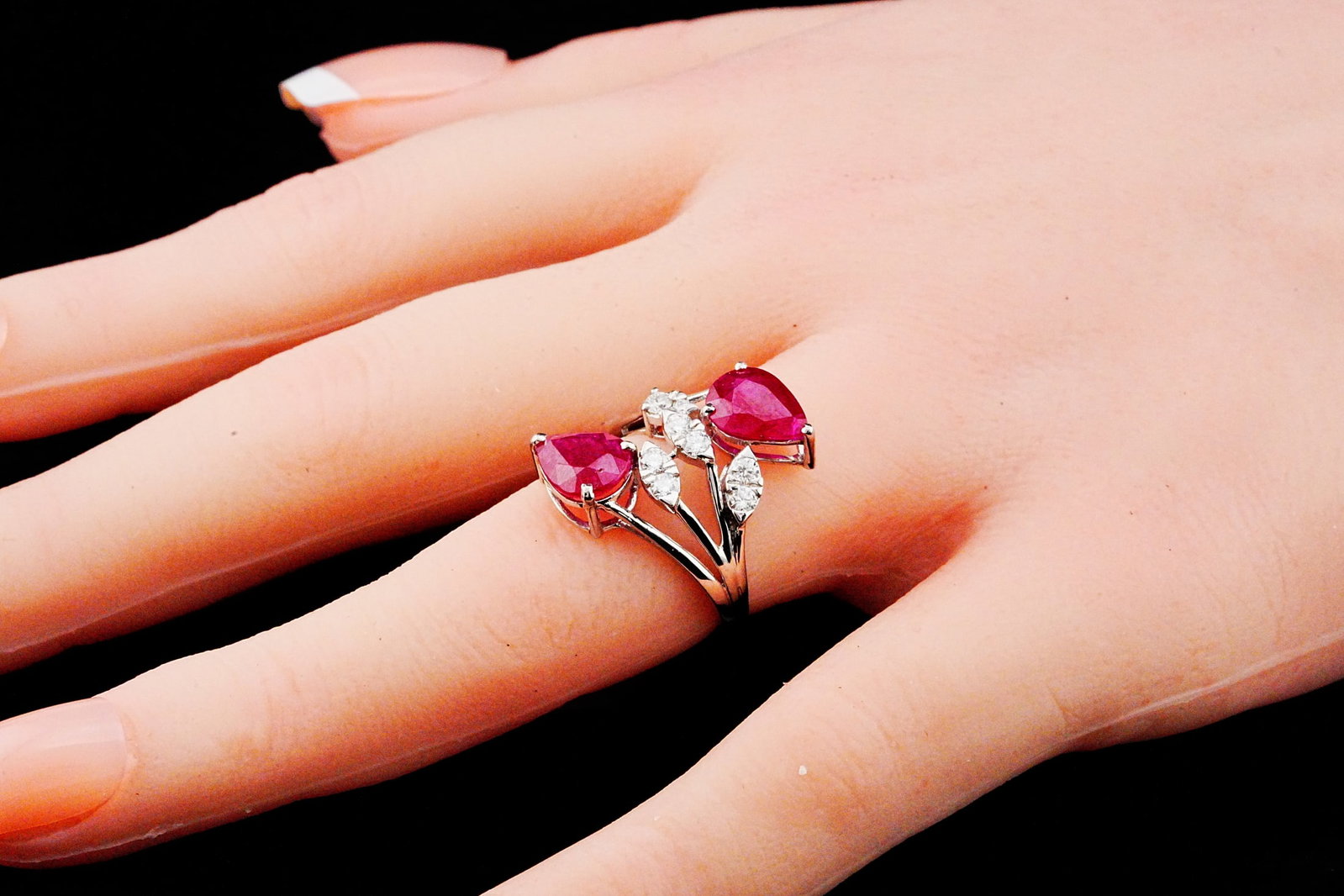 3.50ctw Ruby, 0.35ctw Diamond and 18K Bypass Ring - 2
