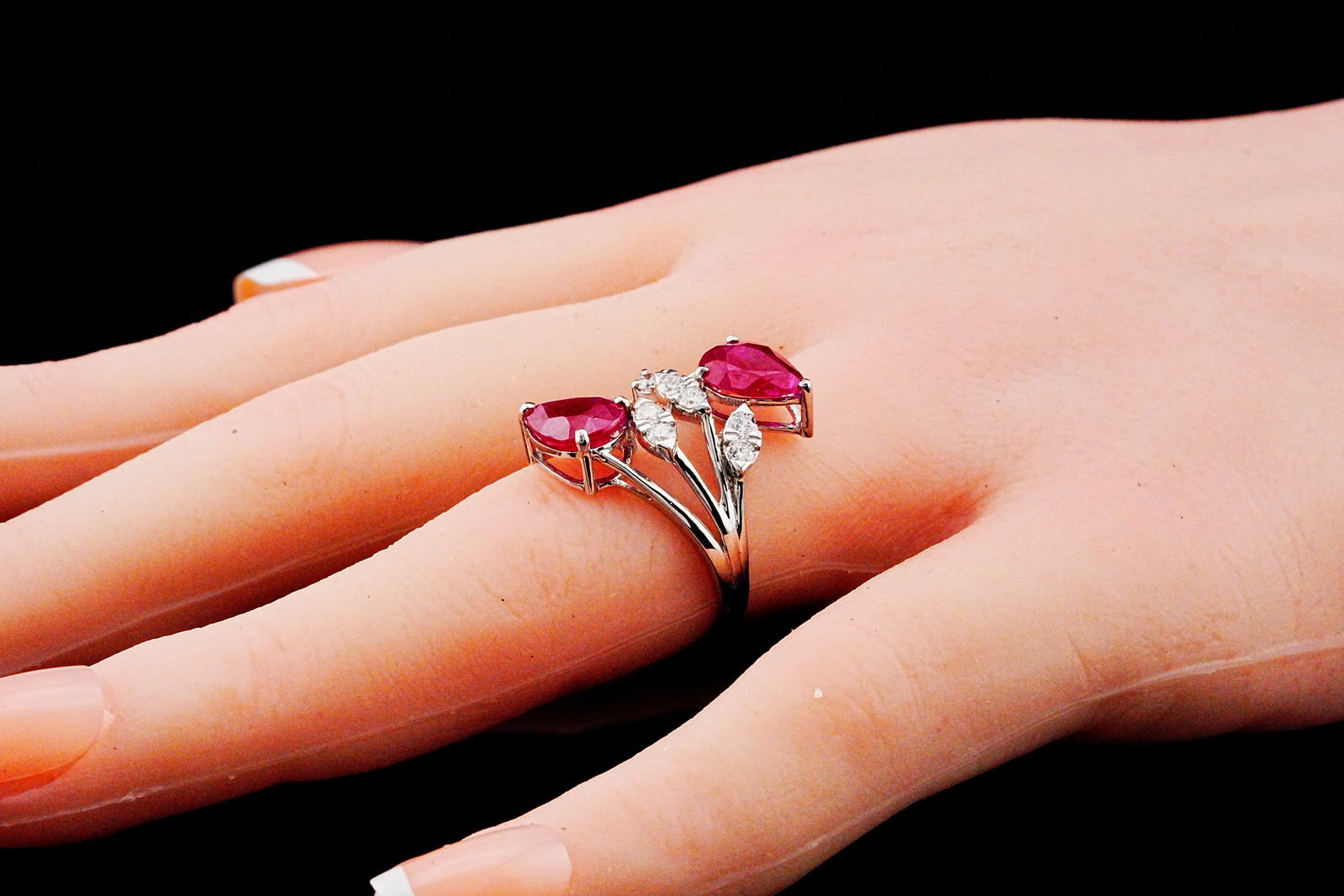 3.50ctw Ruby, 0.35ctw Diamond and 18K Bypass Ring - 3