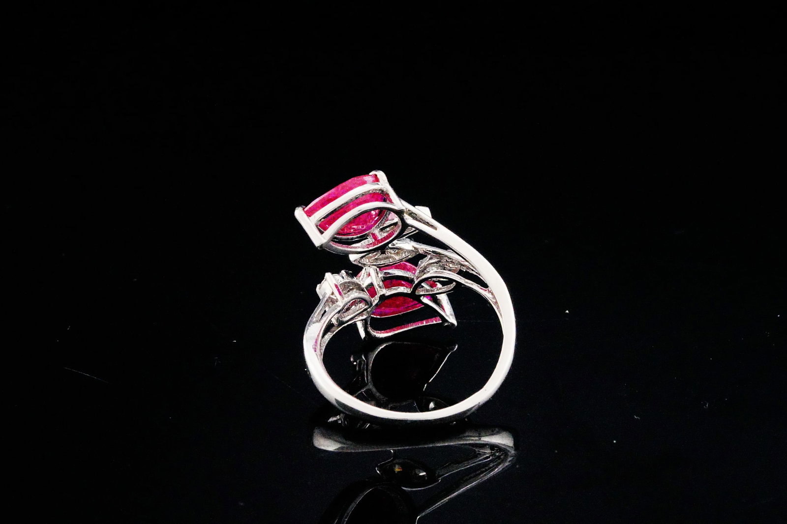 3.50ctw Ruby, 0.35ctw Diamond and 18K Bypass Ring - 6
