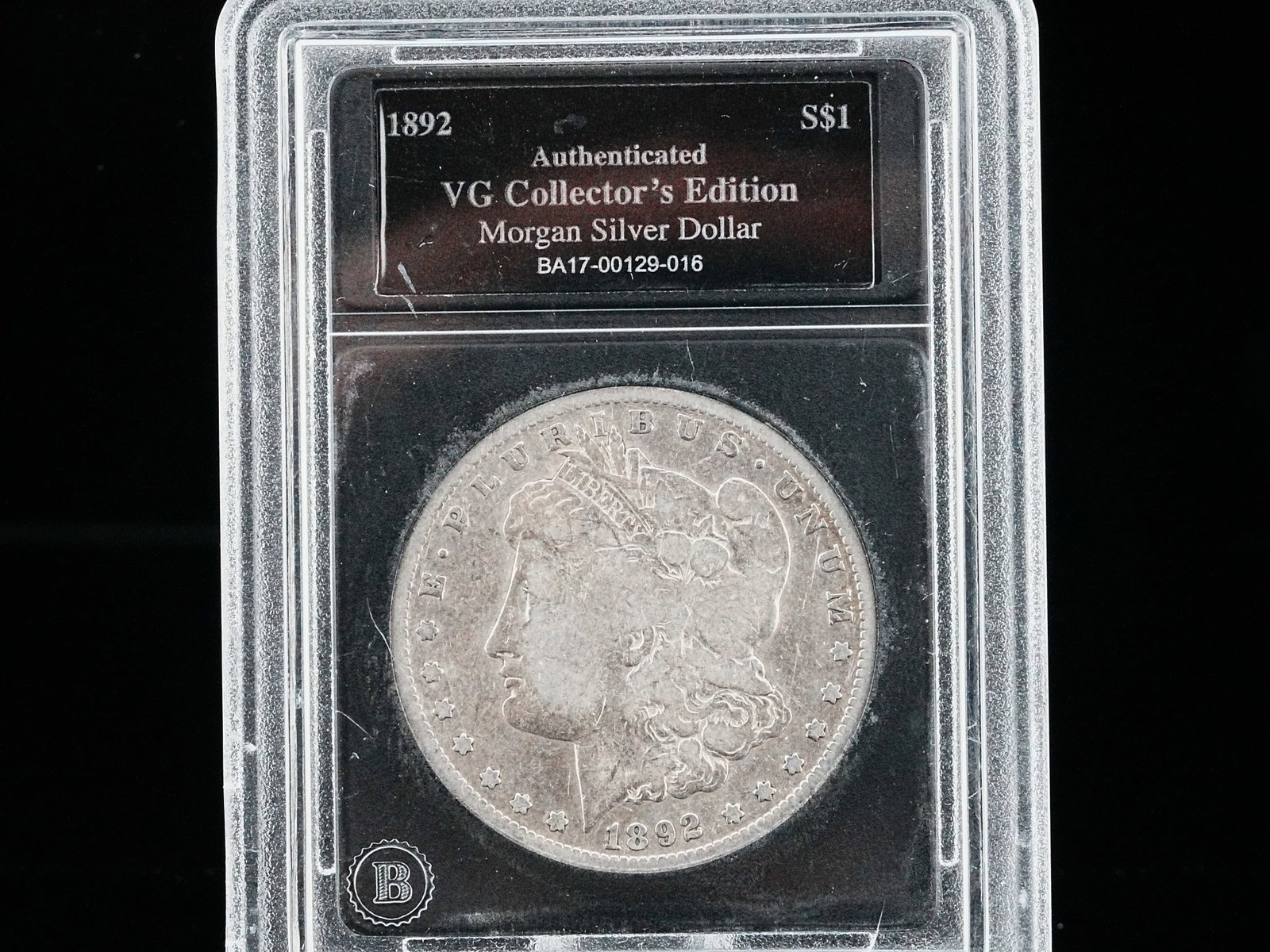 1892-P Morgan Silver Dollar VG Collectors Edt Slab KEY DATE: 1892-P Morgan Silver Dollar VG Collectors Edt Slab KEY DATE - This is a 1892-P Morgan Silver Dollar, struck at the New Orleans Mint and composed of 90% silver. A classic issue from the famed Morgan Do
