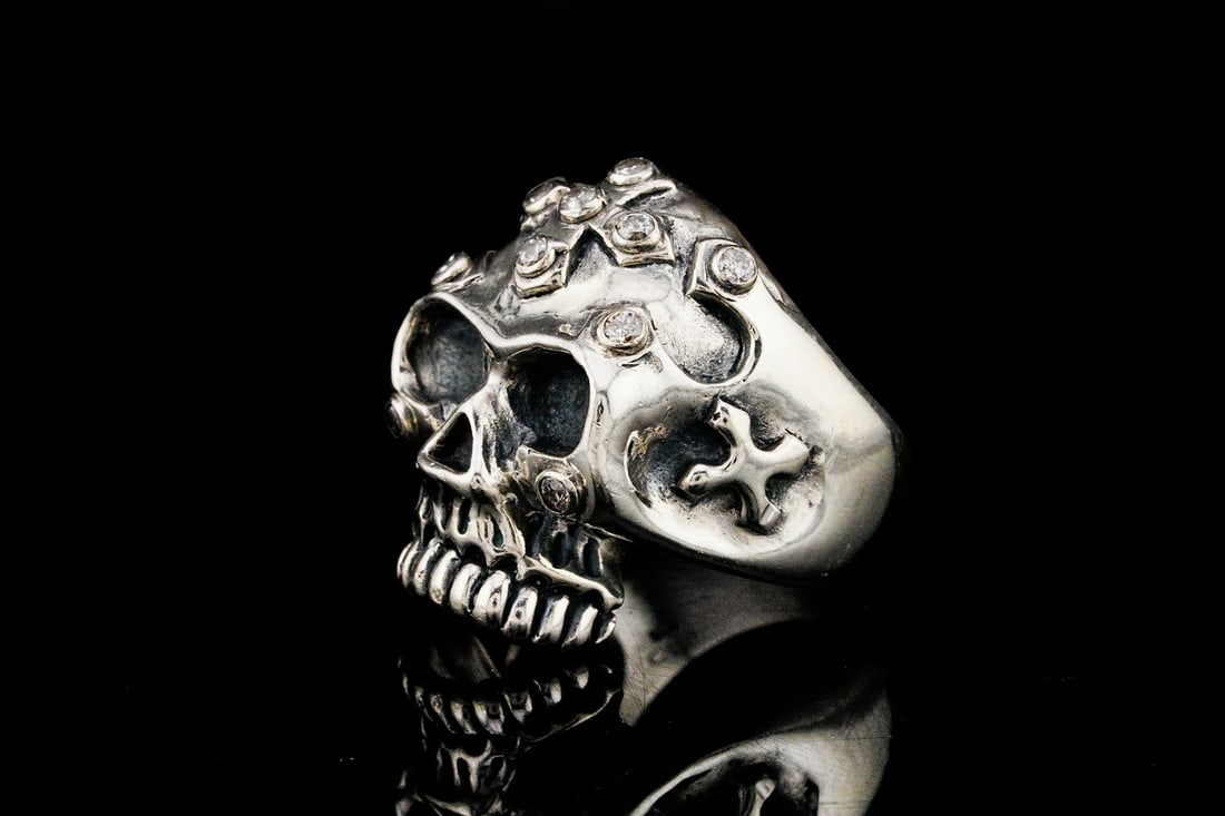 Milo Solid Sterling Silver Skull Ring - 2