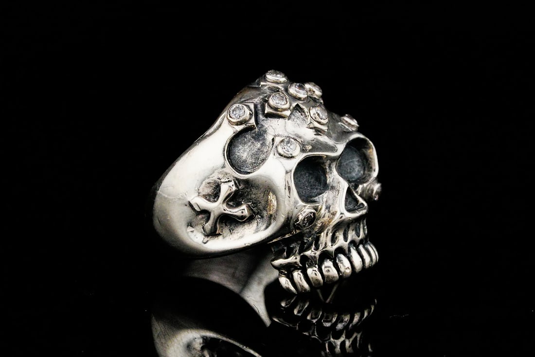 Milo Solid Sterling Silver Skull Ring - 3