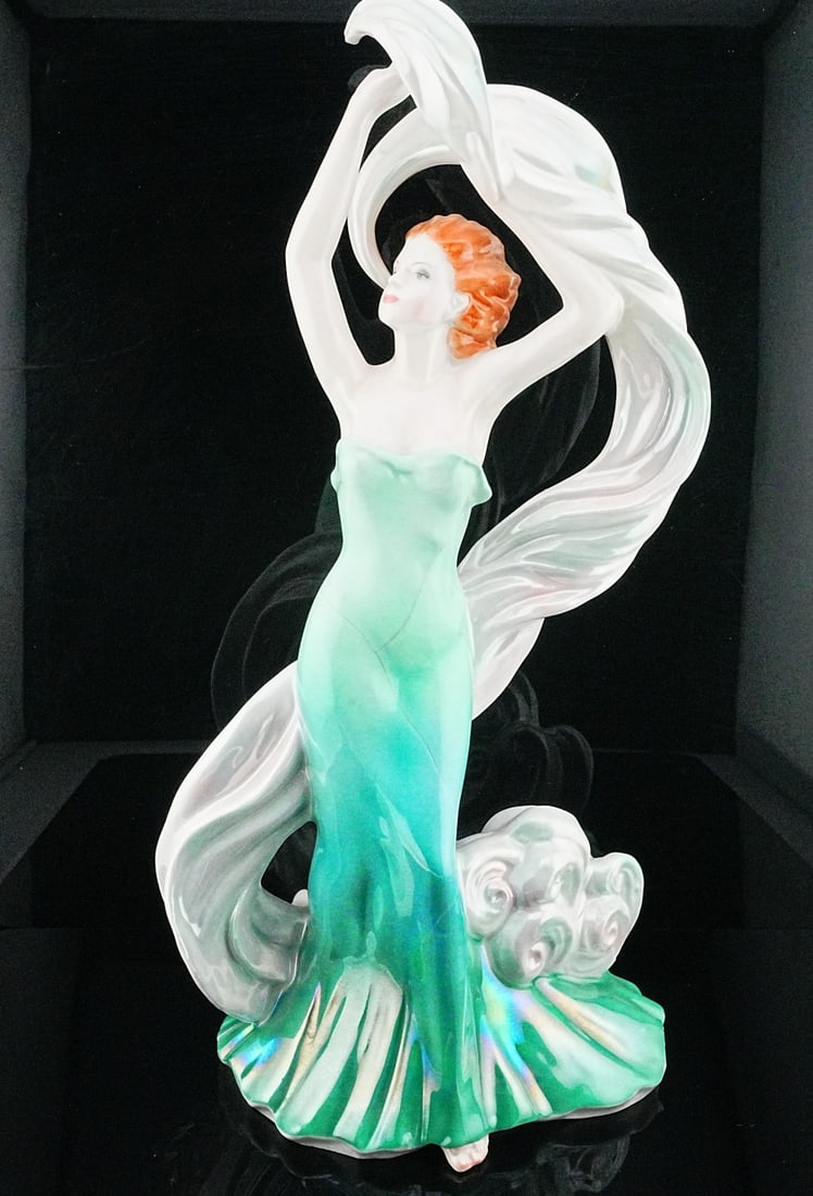 Royal Worcester Forces of Creation "Aquamarine" Statuette: Royal Worcester Forces of Creation "Aquamarine" Fine Bone China Statuette by Richard Moore, 1997 - A fine bone china statuette titled "Aquamarine" from Royal Worcester's Forces of Creation collection.