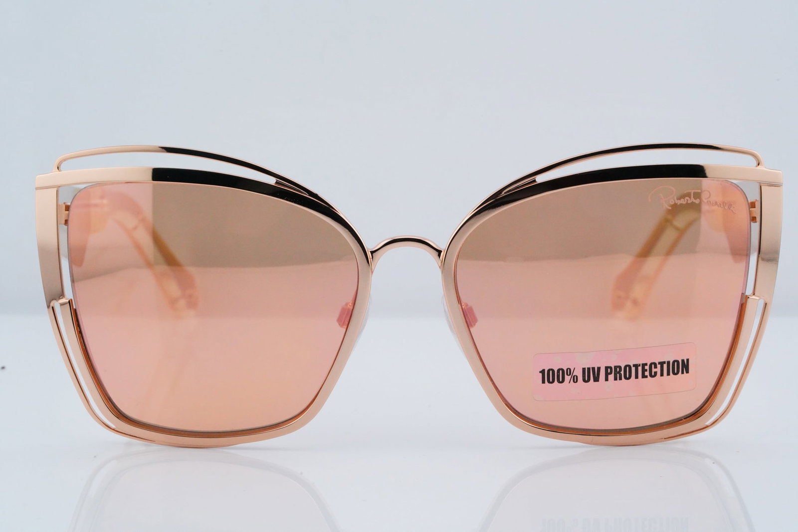Roberto Cavalli Monticiano Sunglasses: Roberto Cavalli Monticiano Sunglasses (Never Used) - These Roberto Cavalli Monticiano sunglasses feature a cat-eye shape, rose gold metal frame and rose gold lenses. The sunglasses have never been wor