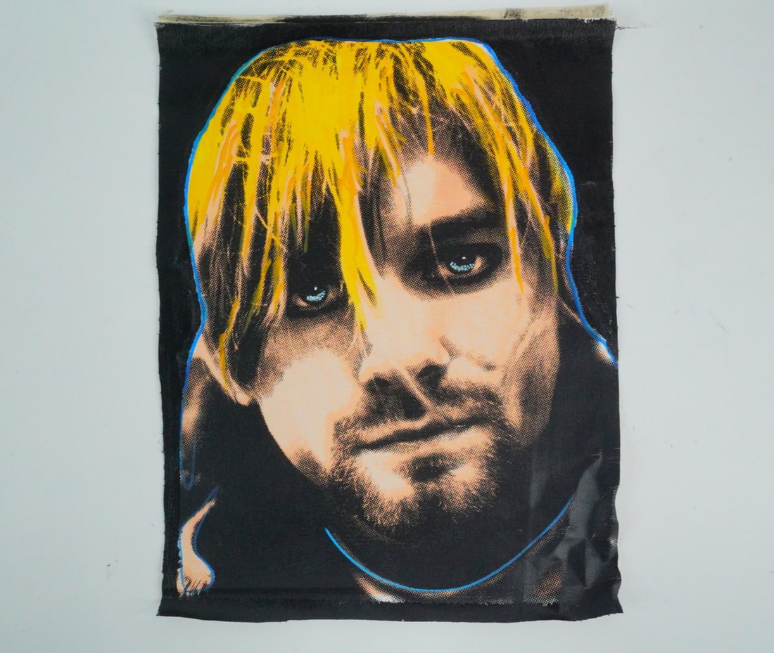 Steve Kaufman Signed Kurt Cobain Mixed Media Canvas: Steve Kaufman Kurt Cobain Limited Edition Hand-Embellished Mixed Media Silkscreen on Canvas, Signed and Numbered 6/100 - Offered here is a powerful hand-embellished mixed media silkscreen on canvas
