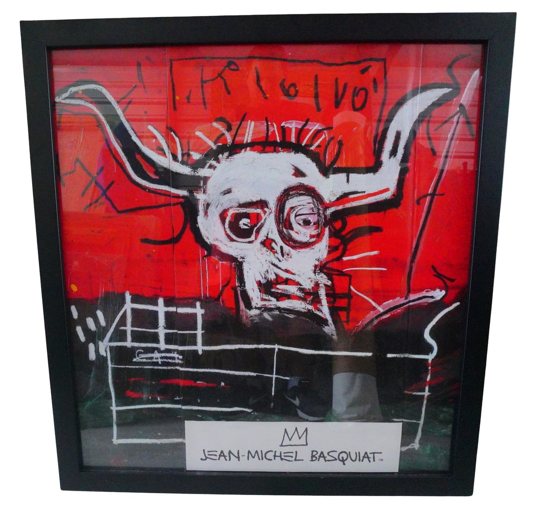 After Jean-Michel Basquiat (1960-1988) "Cabra" Print: After Jean-Michel Basquiat (1960-1988) "Cabra" Print - A bold reproduction after Jean-Michel Basquiat's celebrated work Cabra, originally painted in 1981-82 and later revisited in posthumous editions.