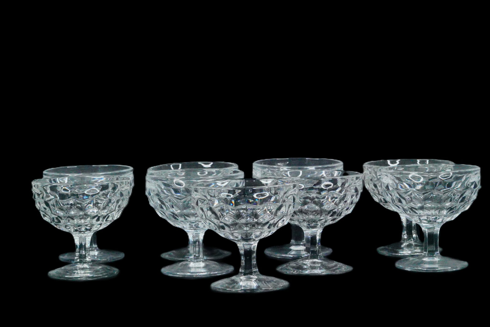 Set of (9) Pressed Glass Dessert or Sherbet Coupes (1 of 5)