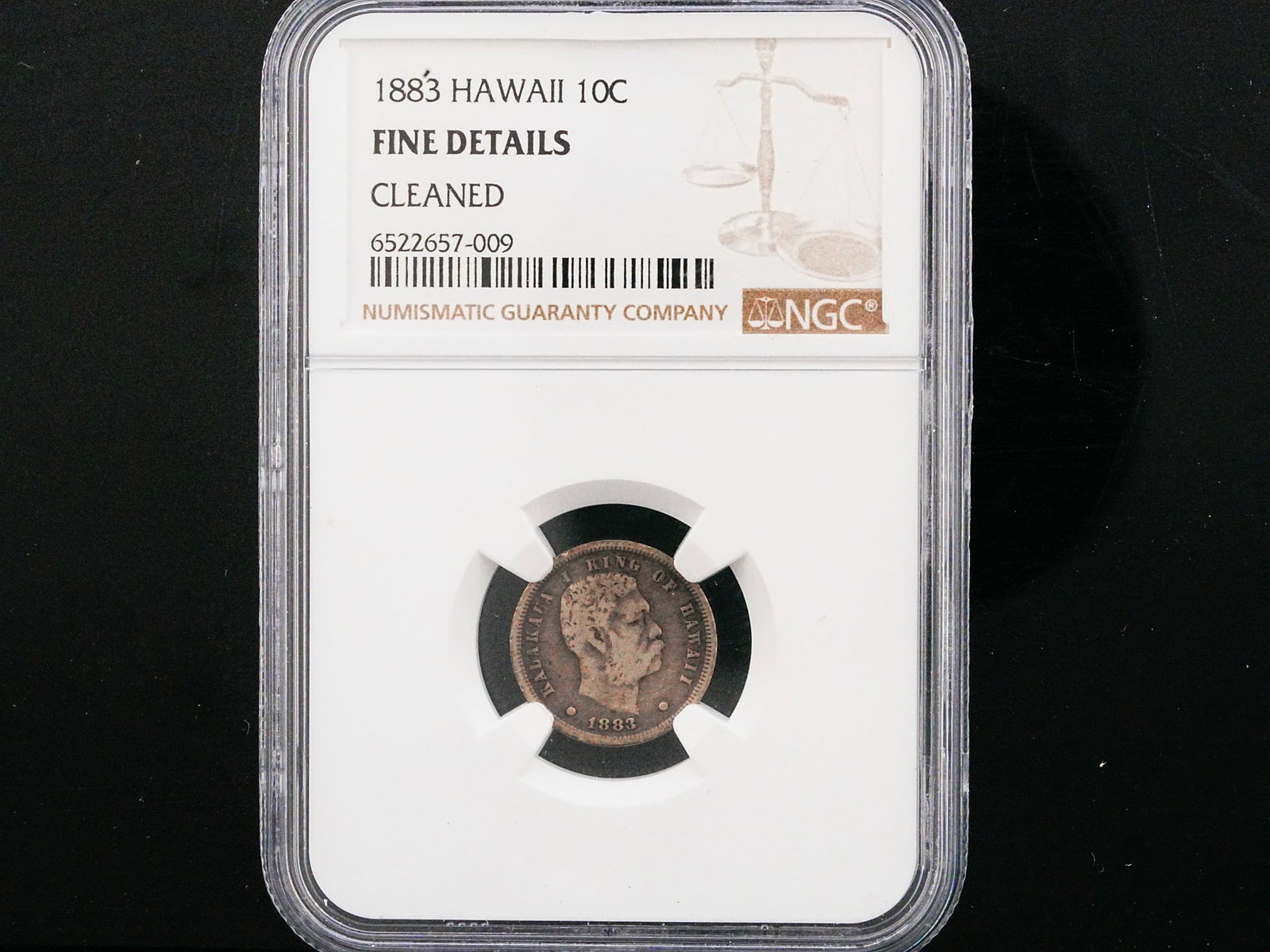 1883 Kingdom of Hawaii 10 Cents NGC Fine Details Cleaned (1 of 3)