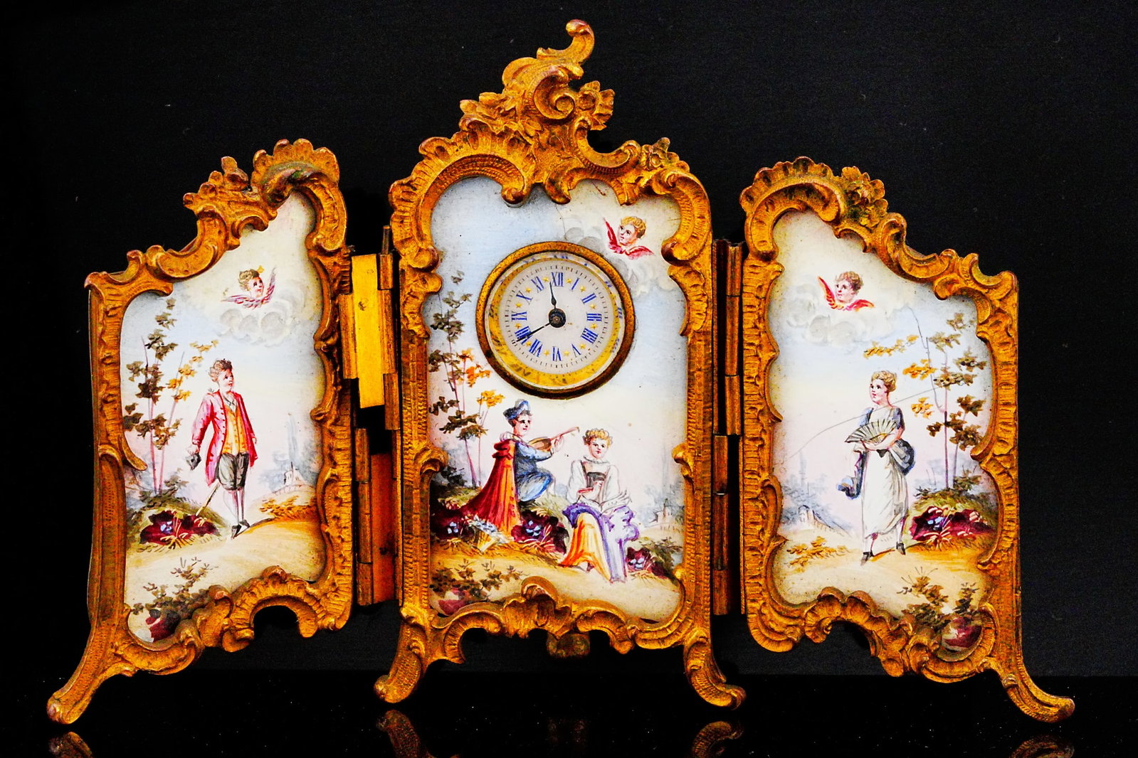 Antique Continental Porcelain and Gilt Bronze Table Clock (1 of 7)