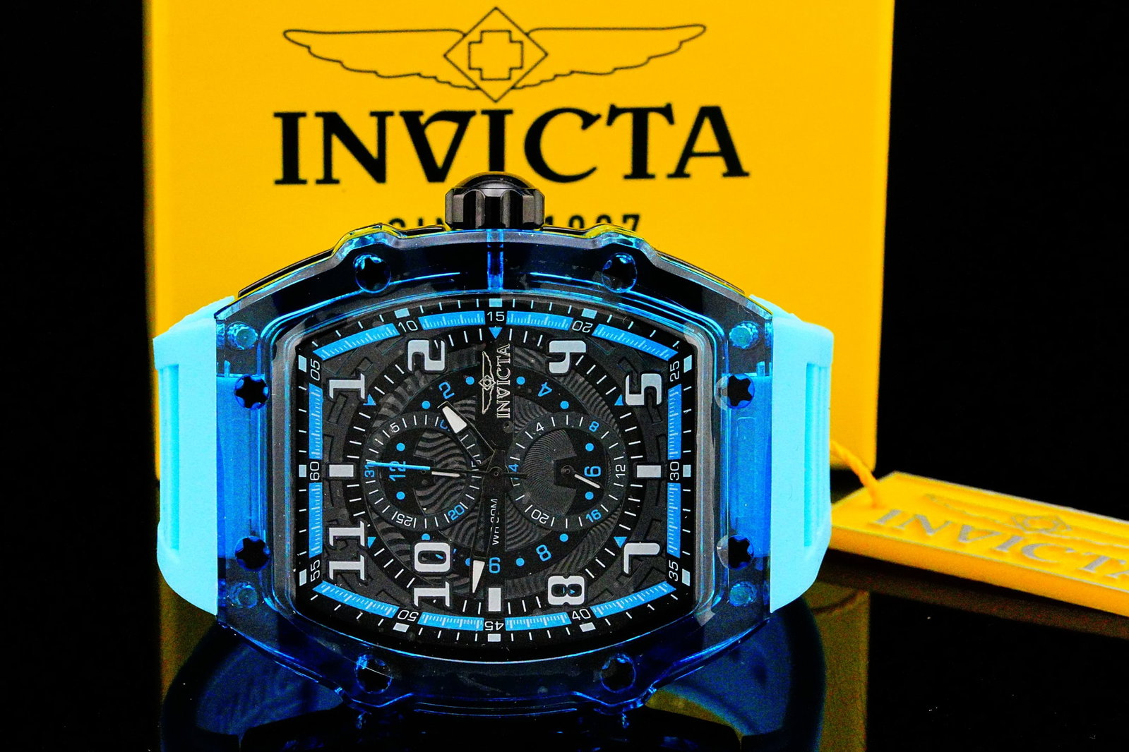 Invicta Racing Cyclone 48.5mm Blue Men's Watch W/Box: Invicta Racing Cyclone 48.5mm Blue Men's Watch Never Worn W/Box - Bold, futuristic, and unapologetically high-impact, this Invicta Racing Cyclone commands attention with its aggressive tonneau-shaped 