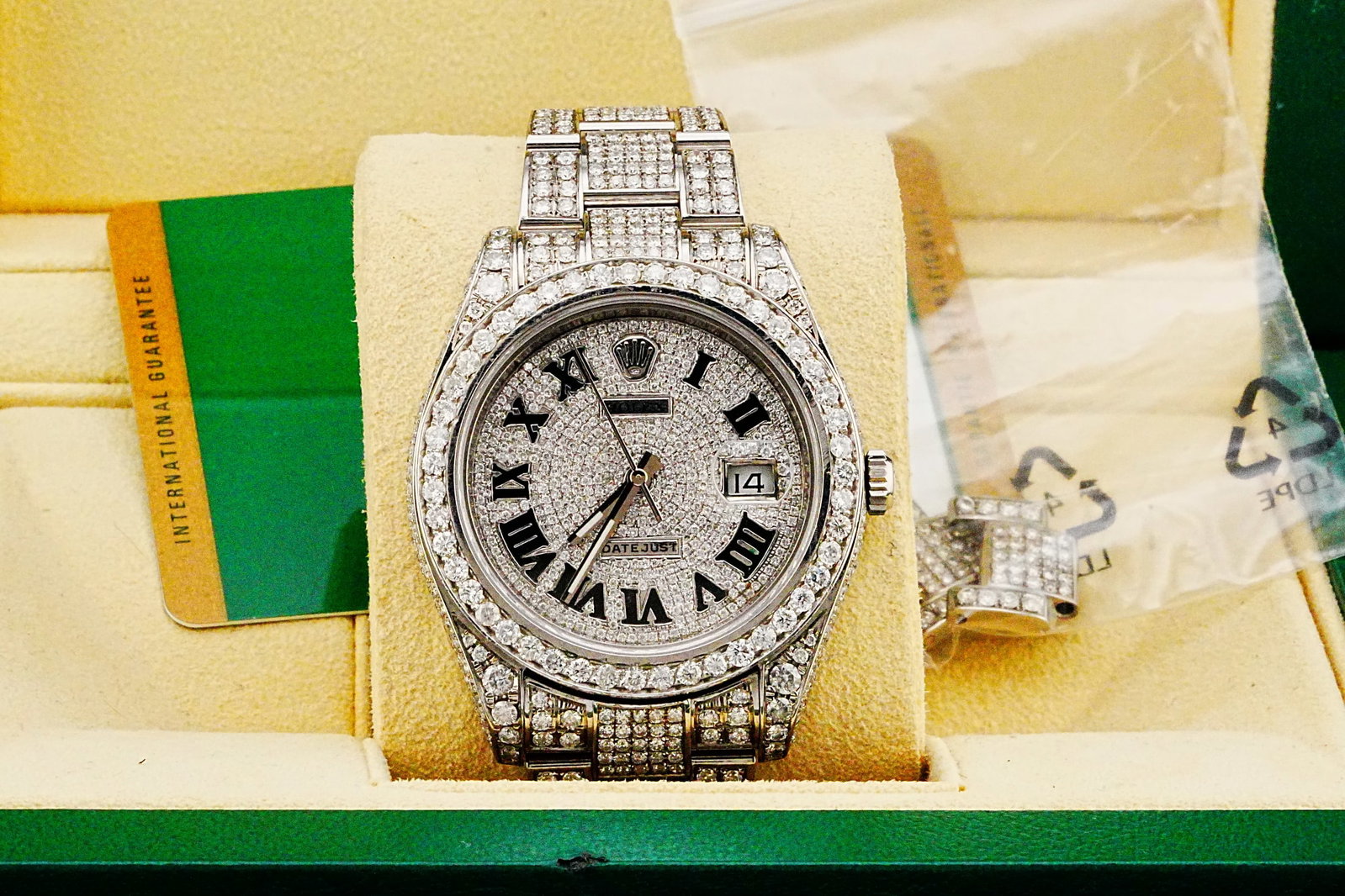 Rolex Datejust II 41mm 30ctw Diamond and Steel Watch: Rolex Datejust II 41mm 30.00ctw SI1-SI2/G-H Diamond and Stainless Steel Watch W/Box and Card (Ref. 116300) - A commanding interpretation of one of Rolex's most recognizable modern silhouettes, this Ro