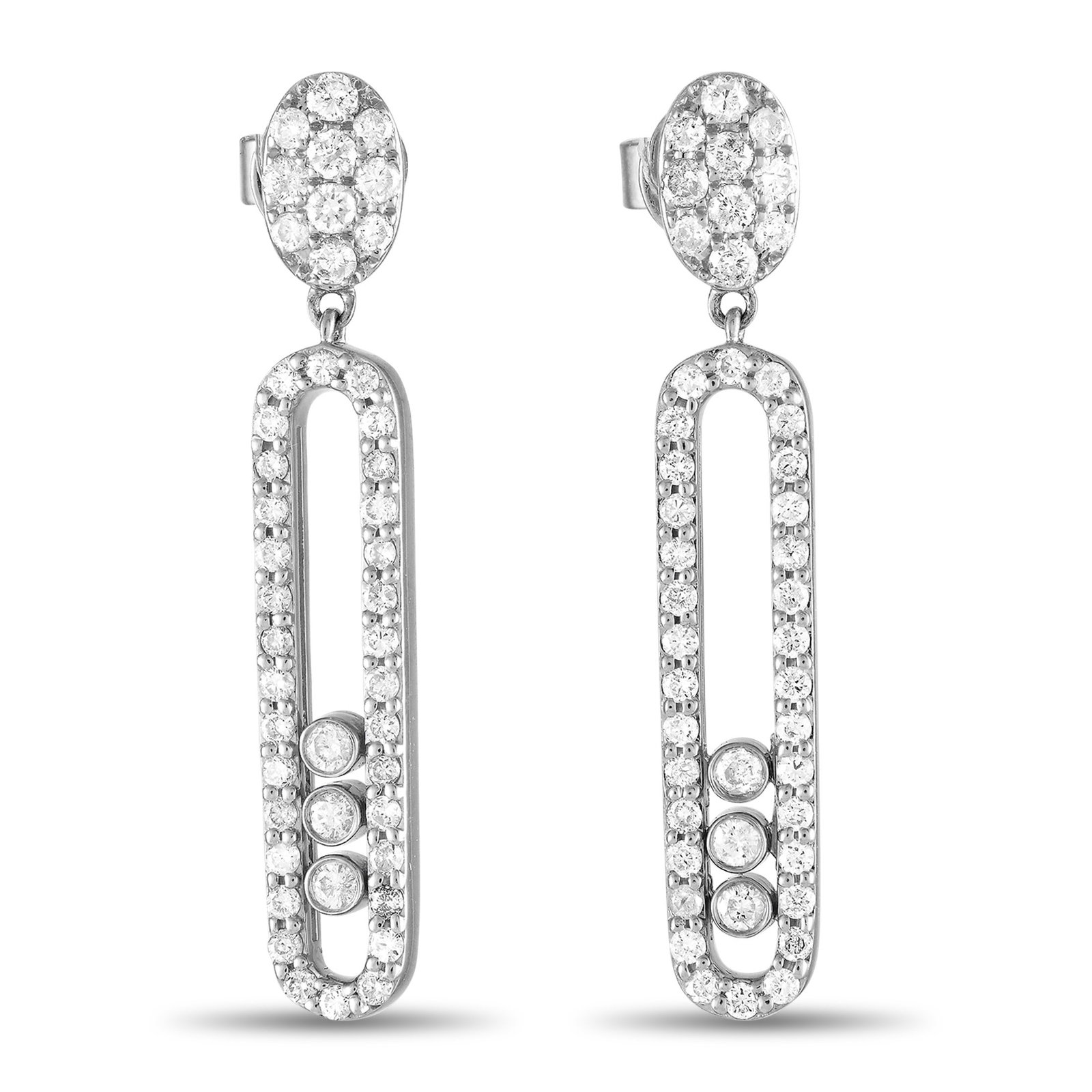1.00ctw Diamond and 14K White Gold 1.25" Earrings (1 of 2)