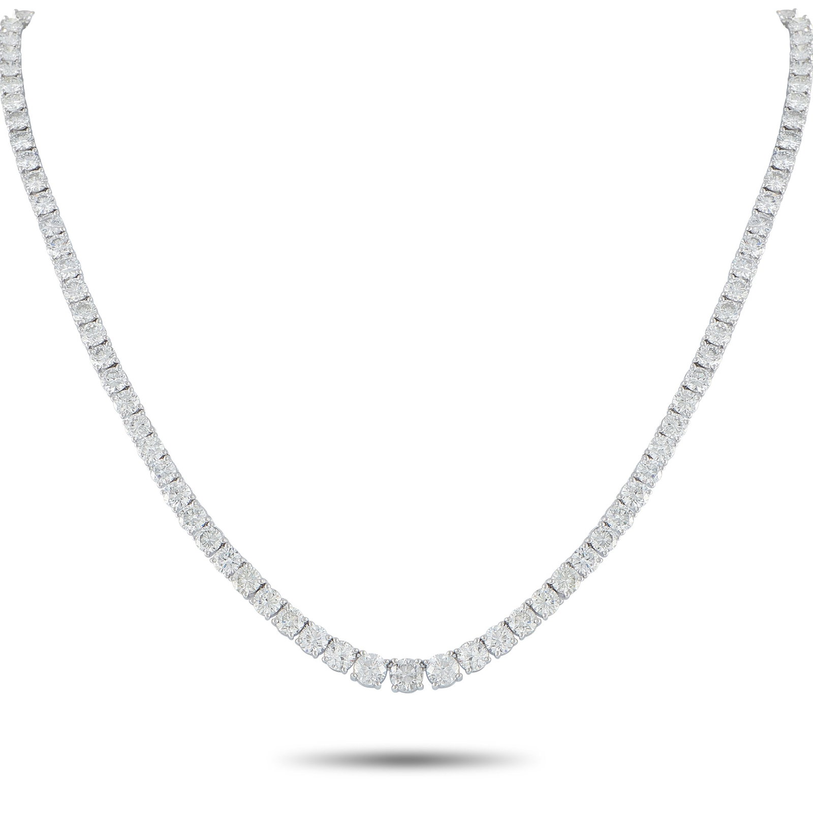 40.50ctw Diamond and Platinum 20" Tennis Necklace: 40.50ctw VS1-VS2/G-H Diamond and Platinum 20" Graduated Tennis Necklace - A breathtaking display of brilliance and timeless sophistication, this graduated tennis necklace showcases approximately 40.50
