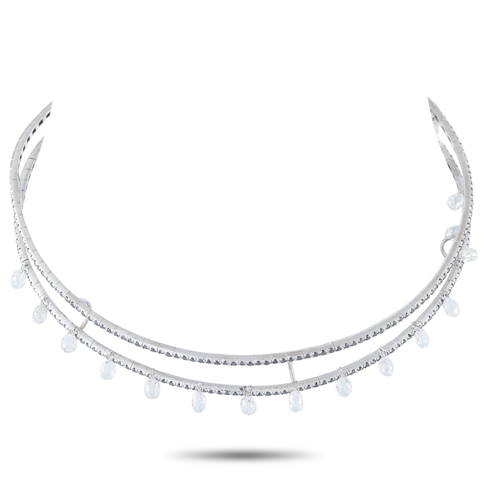 Aaron Basha 13.25ctw White and Black Diamond Necklace: Aaron Basha 13.25ctw White and Black Diamond 18K White Gold 14" Choker Necklace - Sleek, sophisticated, and undeniably glamorous, this Aaron Basha choker necklace delivers dramatic sparkle with a refi