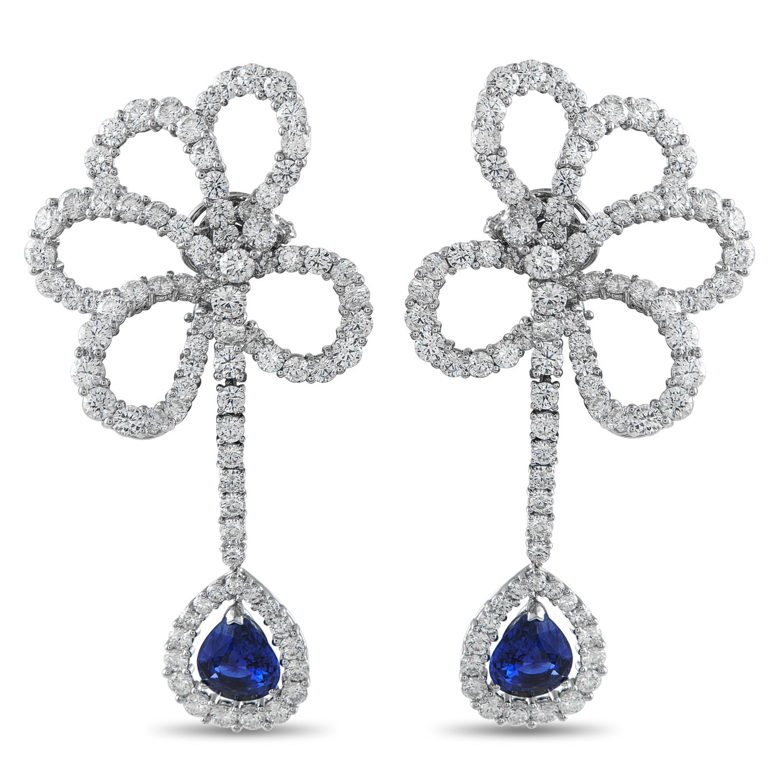 Valente Milano 17.10ctw Diamond, 7.20ctw Sapphire, 18K Ear Clips (1 of 2)