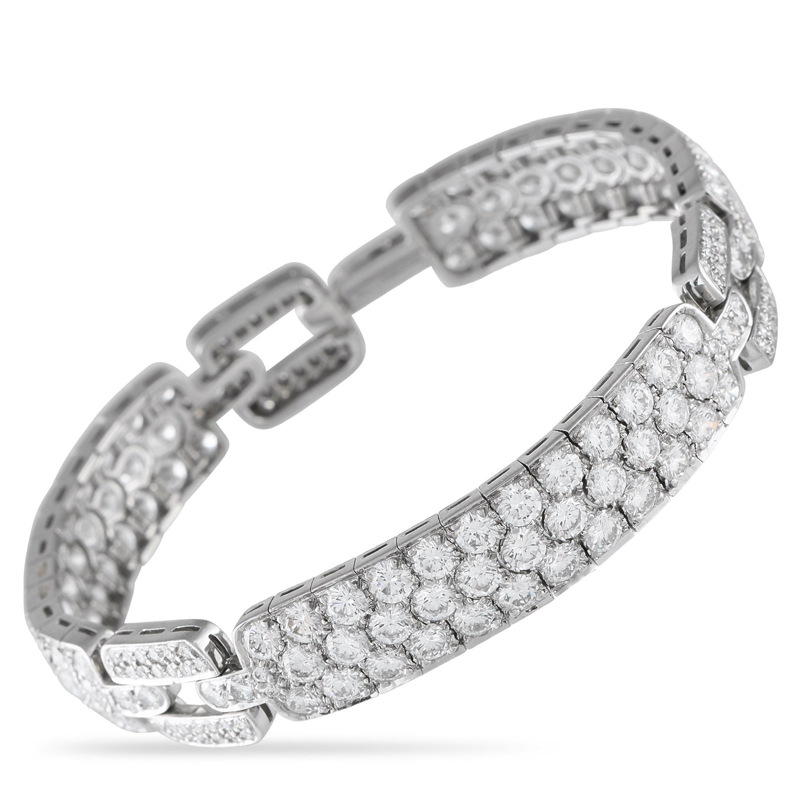Tiffany & Co. 16.95ctw Diamond and Platinum Bracelet: Tiffany & Co. 16.95ctw Diamond and Platinum Vintage Bracelet - An exquisite vintage creation from Tiffany & Co., this bracelet is fully set with diamonds weighing approximately 16.95 carats in total. 