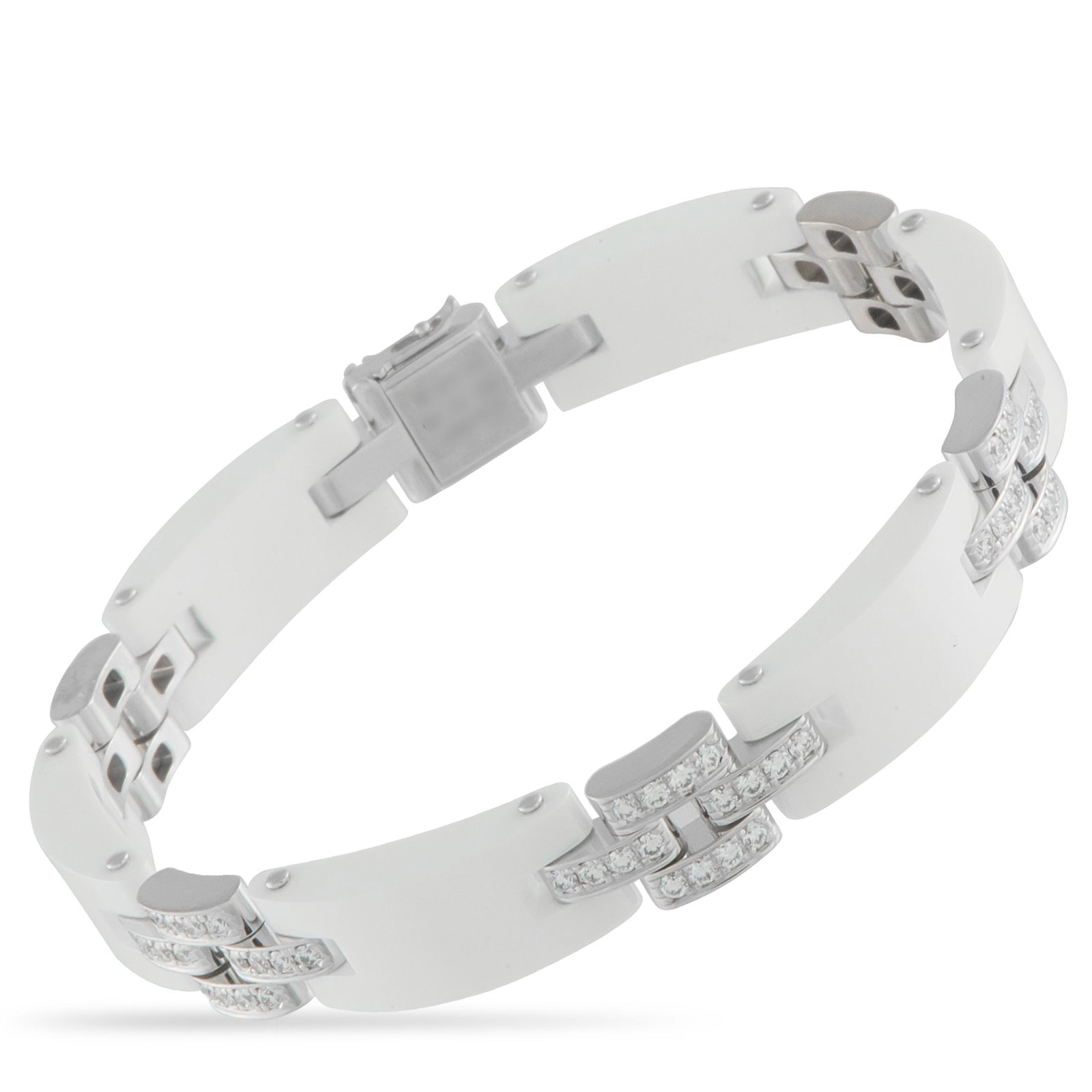 Cartier Maillon Panthere Diamond, 18K, Ceramic Bracelet: Cartier Maillon Panthere Diamond, 18K White Gold and Ceramic Bracelet - This sophisticated Cartier Maillon Panthere bracelet is crafted in 18K white gold and features the collection's signature interl