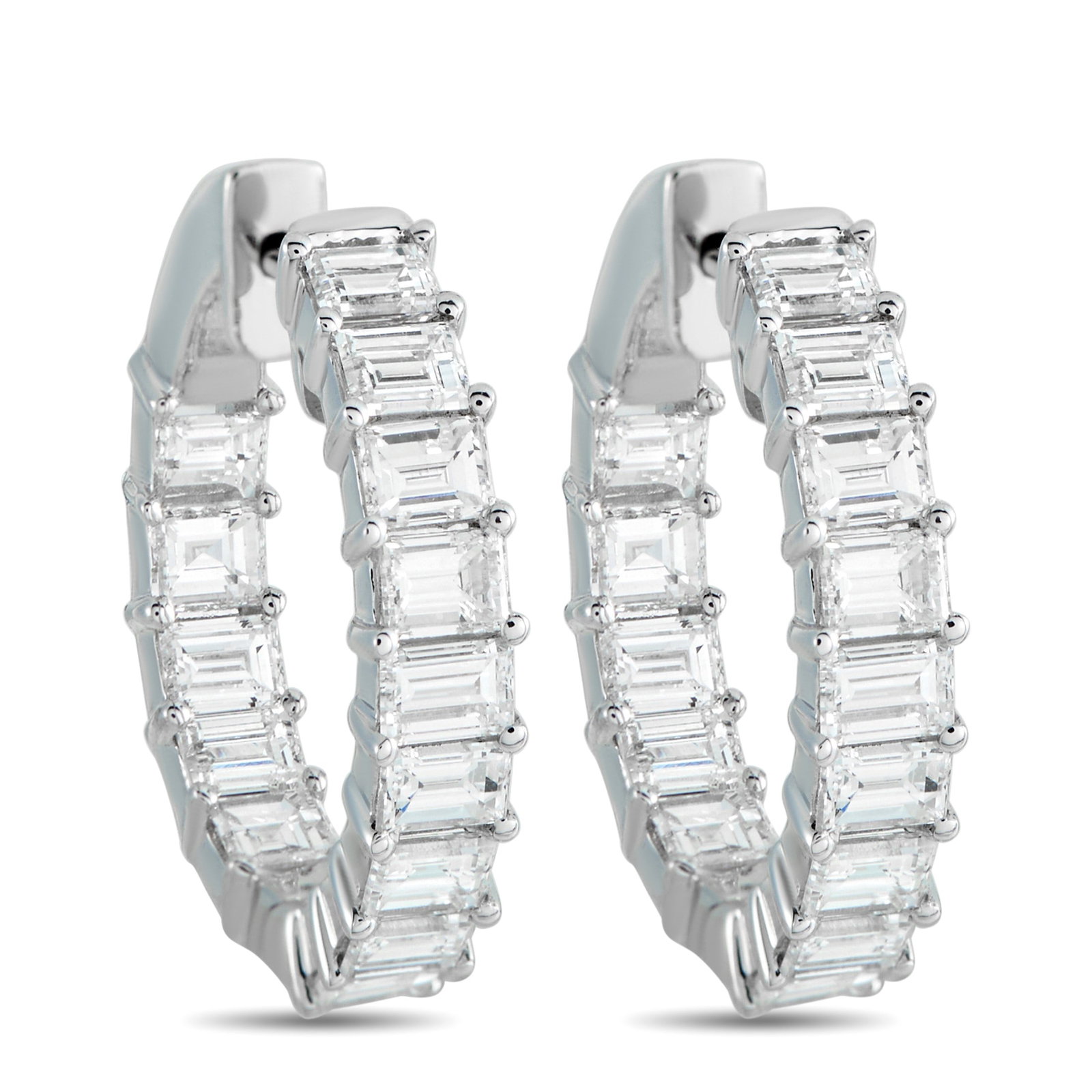 4.00ctw Diamond and 18K White Gold 0.80" Hoop Earrings (1 of 2)
