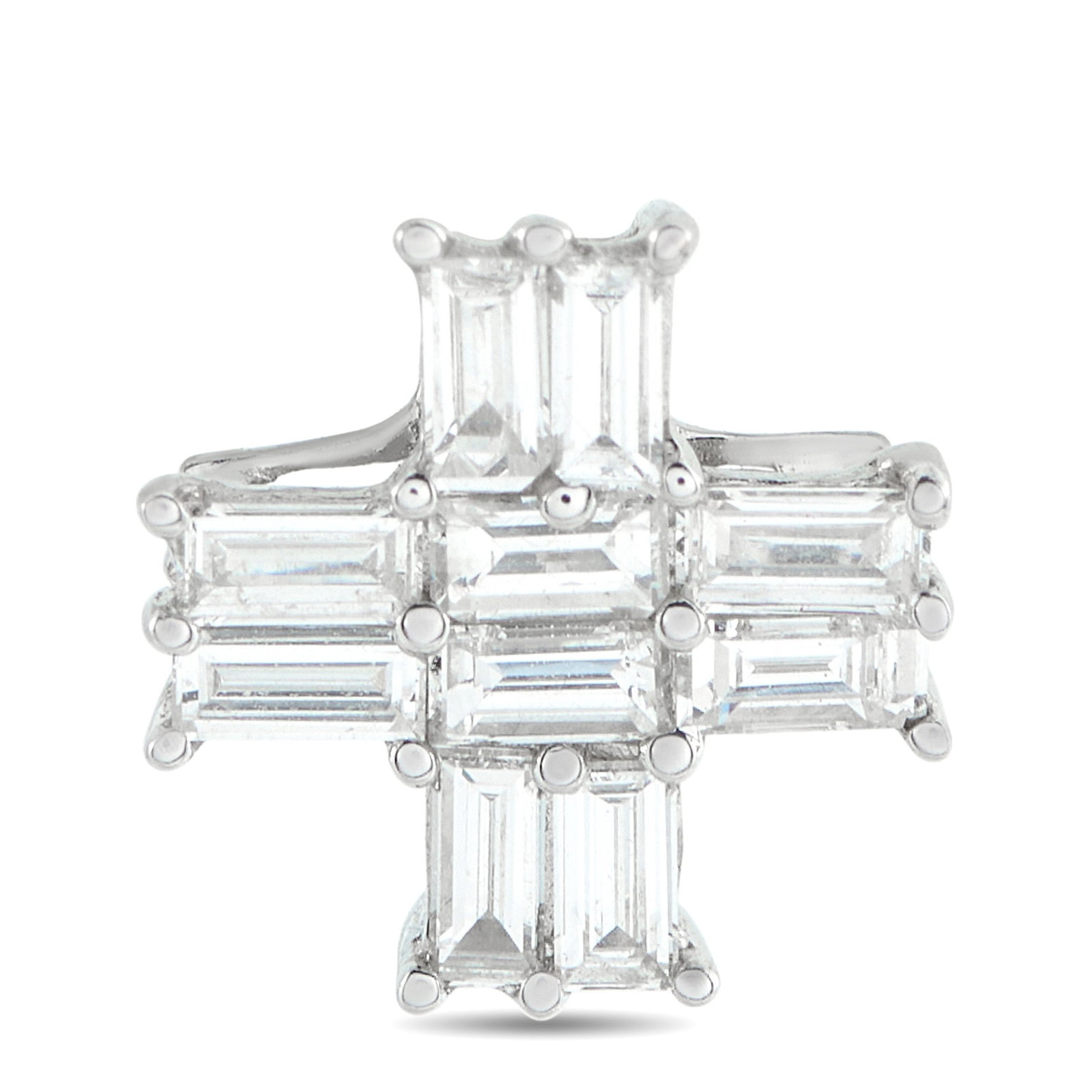 18K White Gold and 0.50ctw Diamond Cross Pendant: 18K White Gold and 0.50ctw Diamond Cross Pendant - This elegant cross pendant offers timeless symbolism with a refined contemporary edge. Step-cut Diamonds with a total weight of 0.50 carats create st