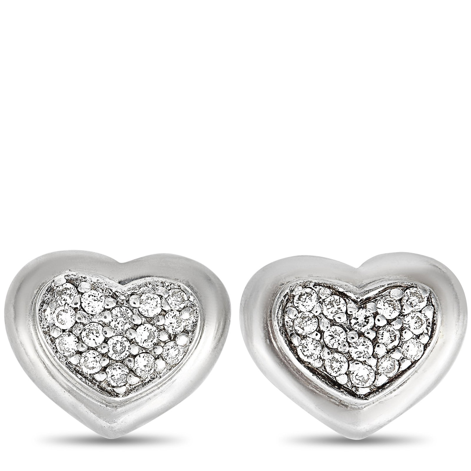 Scott Kay 0.15ctw Diamond and Sterling Silver Earrings: Scott Kay 0.15ctw Diamond and Sterling Silver 0.30" Heart Stud Earrings - Sweet and timeless, these Scott Kay stud earrings offer a charming expression of everyday elegance. Crafted in Sterling