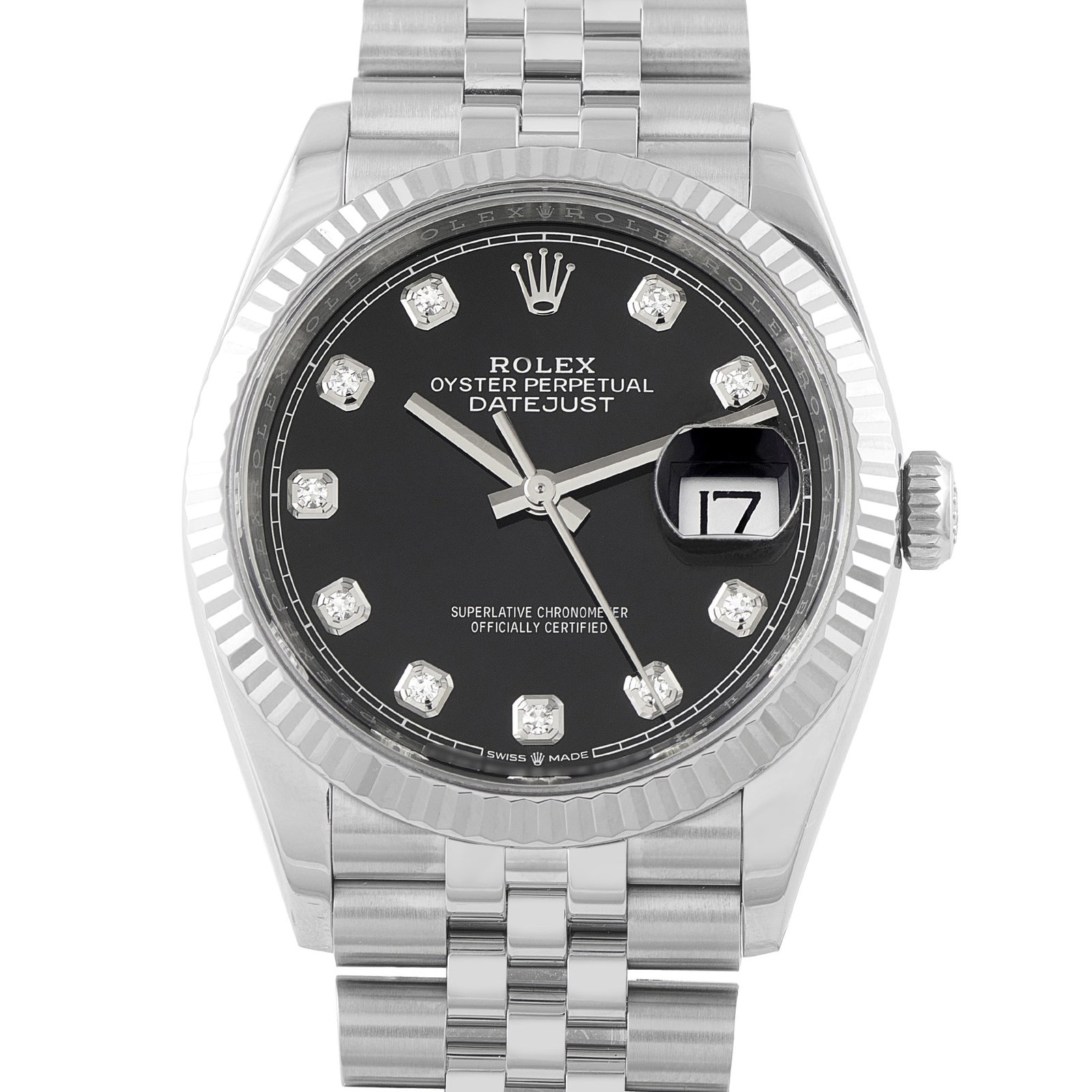 Rolex Datejust 36mm Diamond Dial Steel Jubilee Watch: Rolex Datejust 36mm Diamond Dial Stainless Steel Jubilee Watch Ref. 126234 W/Box and Papers - A refined expression of modern Rolex elegance, the Datejust 36 reference 126234 embodies the brand's endur