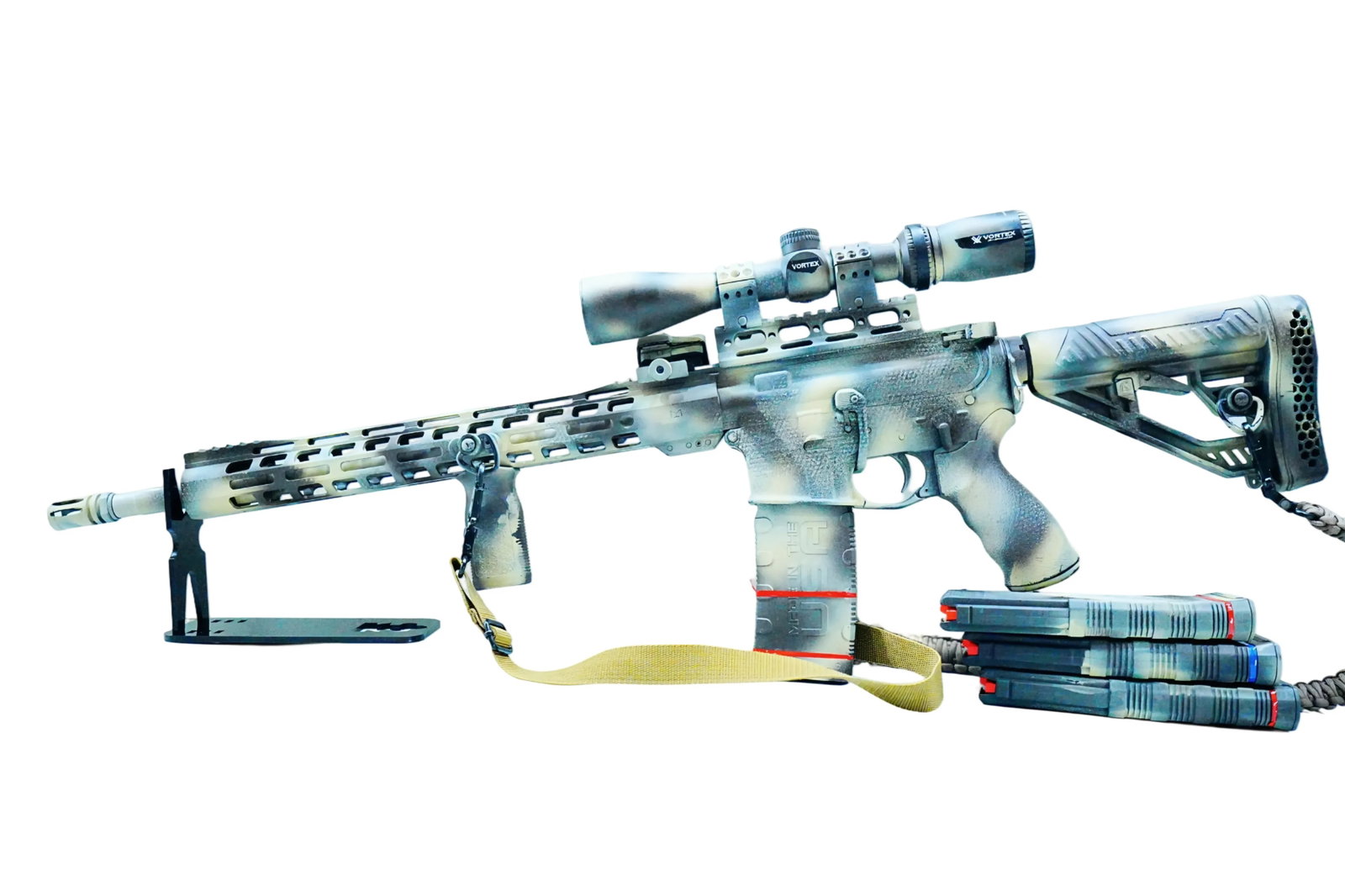 Anderson Manufacturing AM-15 Semi-Auto Rifle .223 Wylde: Anderson Manufacturing AM-15 semi-automatic rifle chambered in .223 Wylde. This rifle features a professionally applied custom camouflage finish throughout and is configured with premium optics and ac